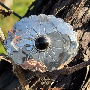 Taxco Mexico 925 Silver Oval Floral Brooch Pin